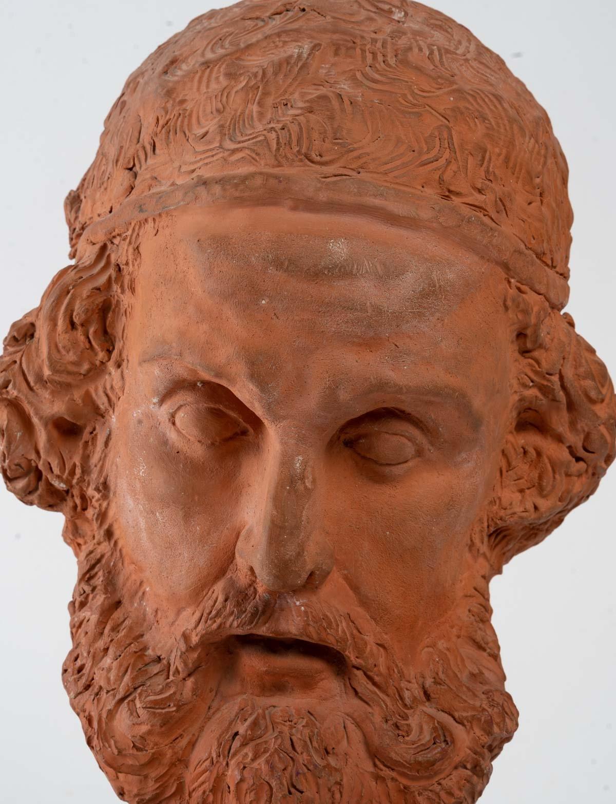 Original sculpture in terracotta. Herodotus. 20th century represents a man's head. France
Measure: H 38 cm.