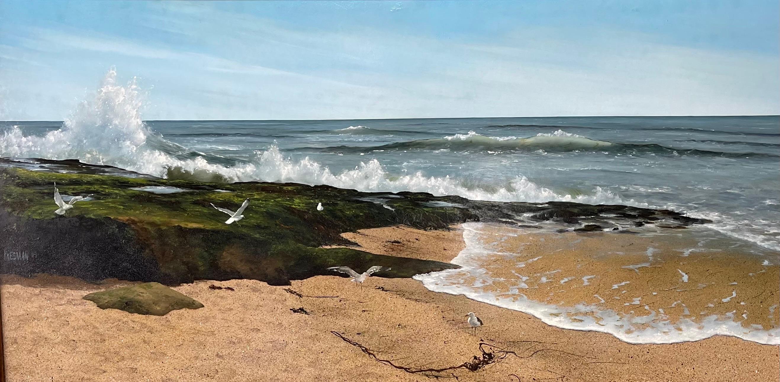 Américain Peinture à l'huile originale de paysage marin de l'artiste répertoriée Jaqueline Kresman en vente