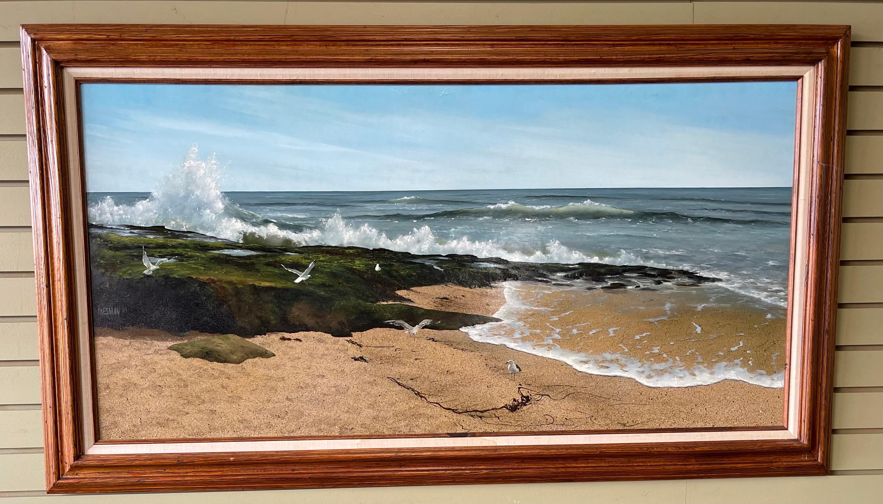 Peinture à l'huile originale de paysage marin de l'artiste répertoriée Jaqueline Kresman Bon état - En vente à San Diego, CA