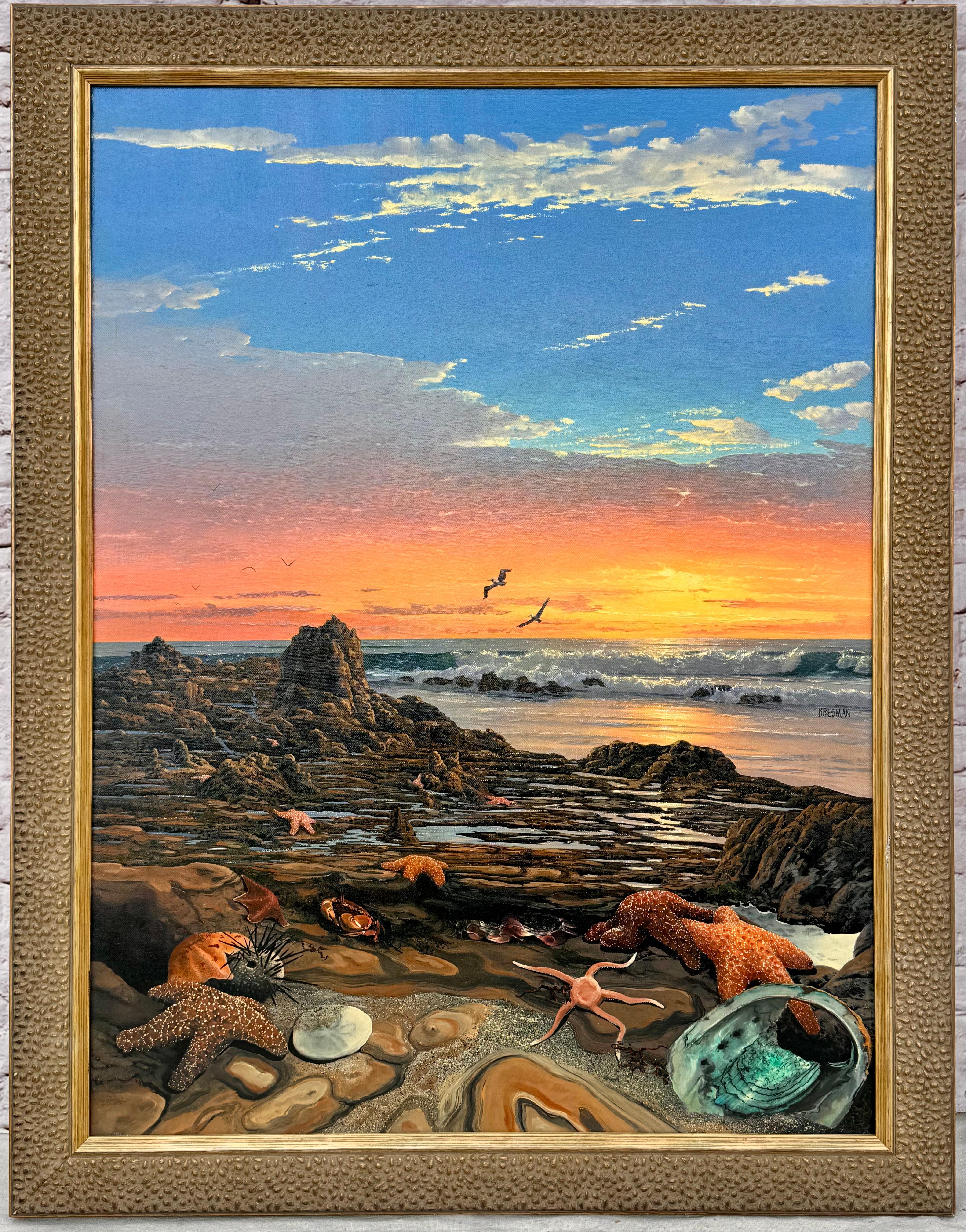 Pintura al óleo original de paisaje marino de la artista cotizada Jaquelynn Kresman 
