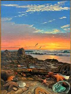 Original Seascape Oil Painting by Listed Artist Jaquelynn Kresman "Rock Stars"
