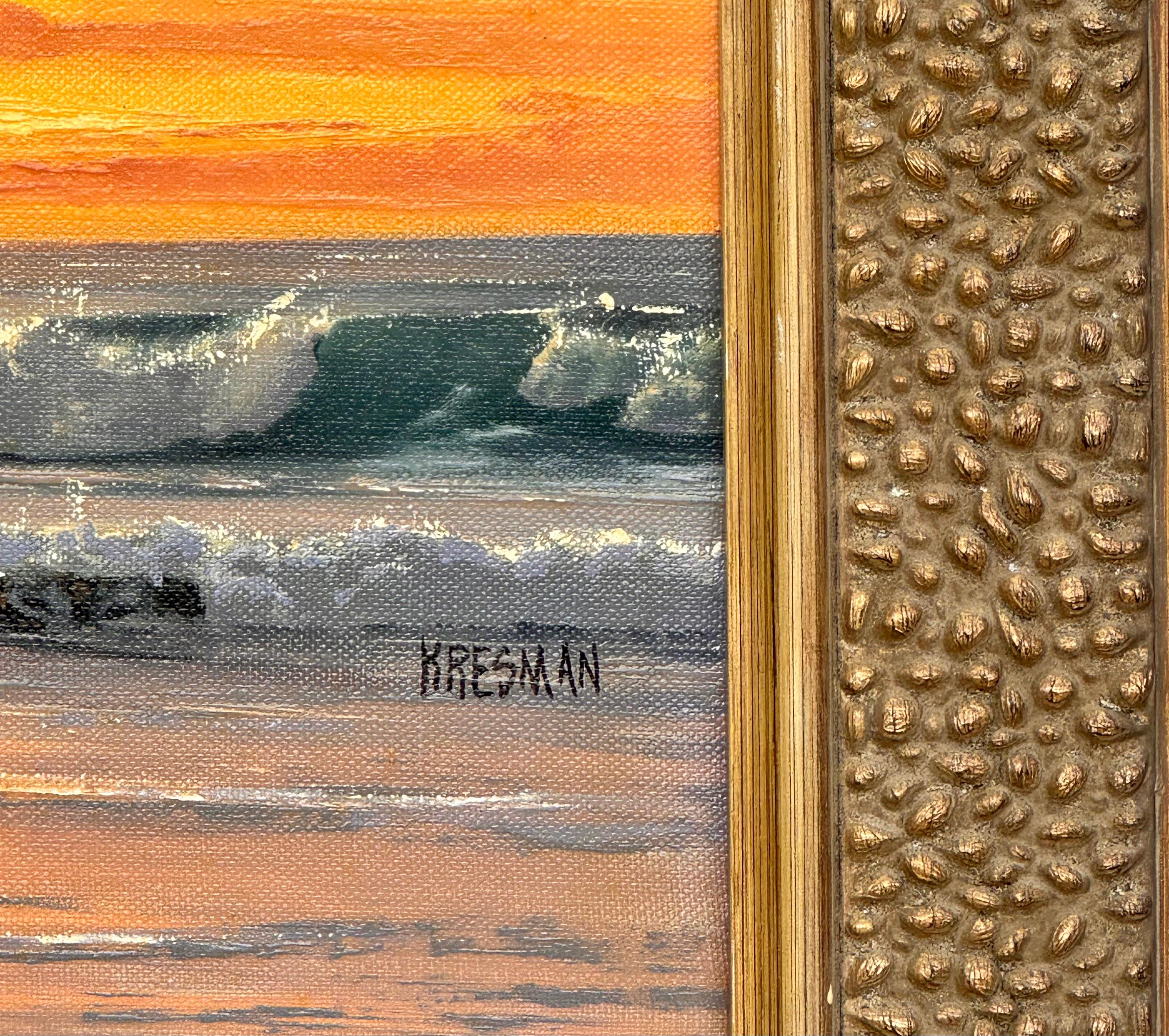 Pintura al óleo original de paisaje marino de la artista cotizada Jaquelynn Kresman 