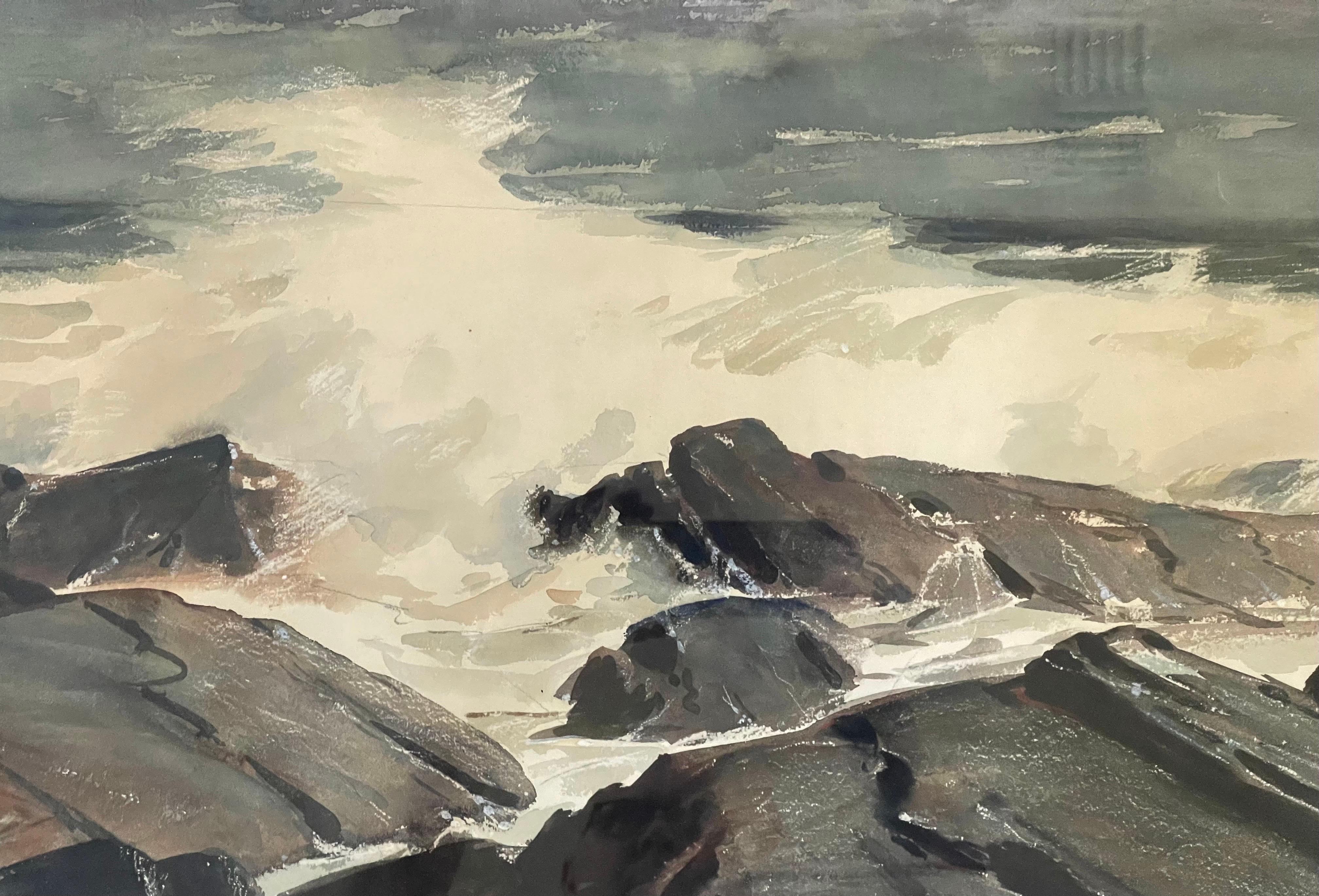 Original Seascape Watercolor Painting by Harry Russell Ballinger For Sale 5