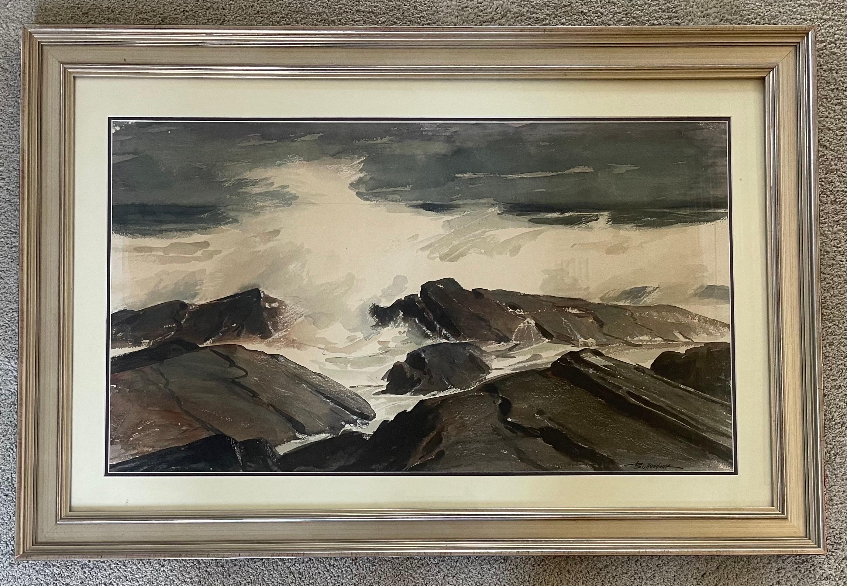 Original Seascape Watercolor Painting by Harry Russell Ballinger For Sale 7