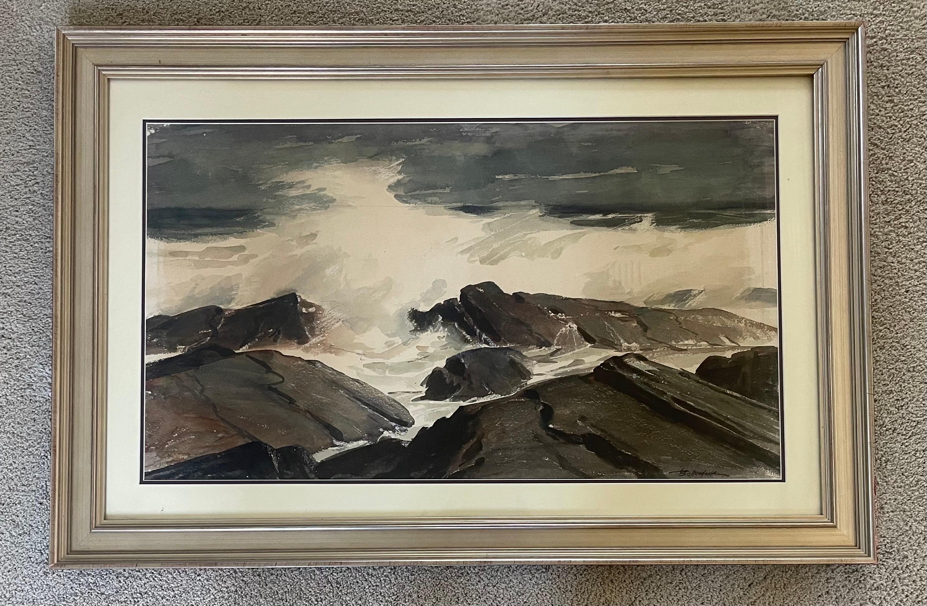 Original Seascape Watercolor Painting by Harry Russell Ballinger In Good Condition For Sale In San Diego, CA