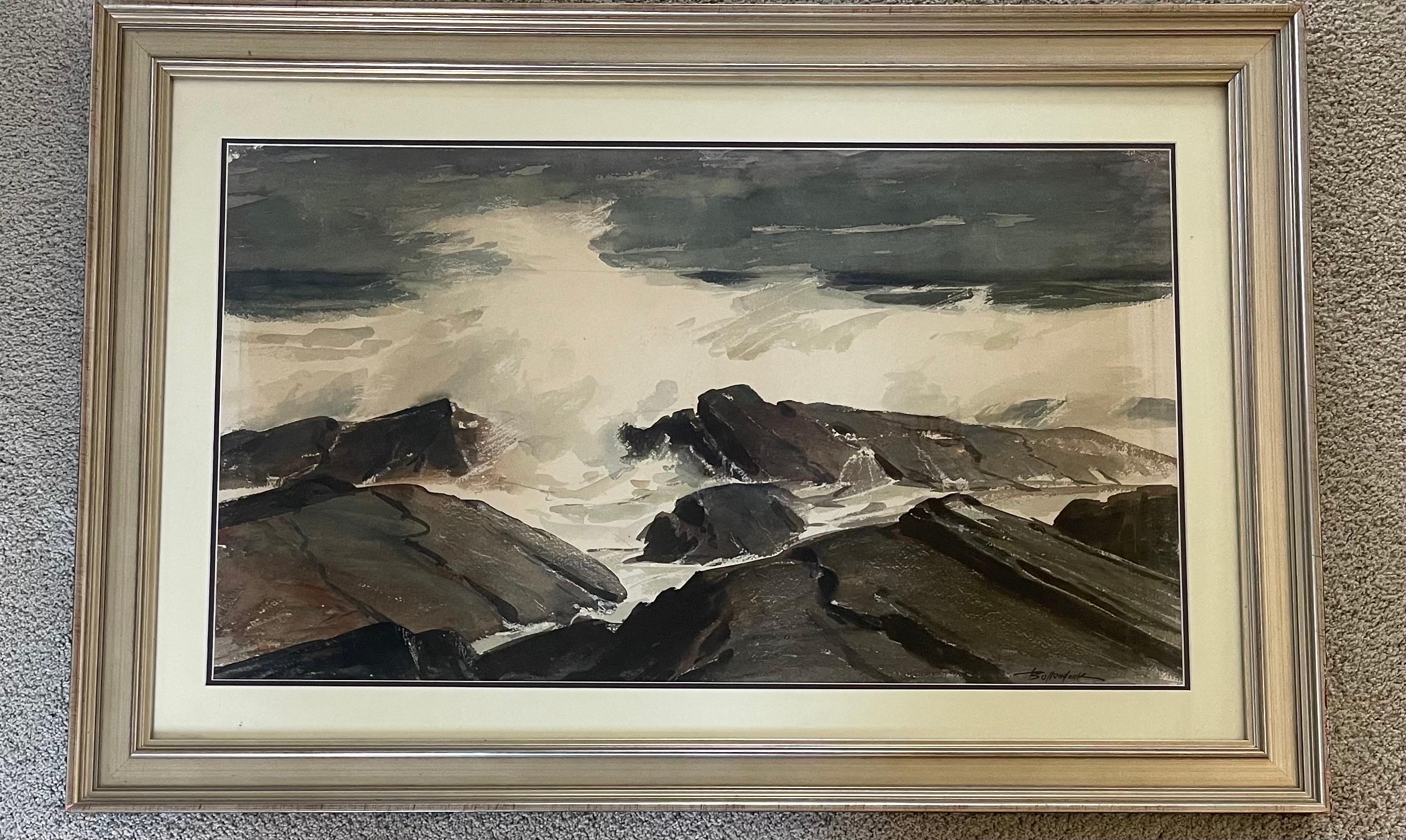 20th Century Original Seascape Watercolor Painting by Harry Russell Ballinger For Sale