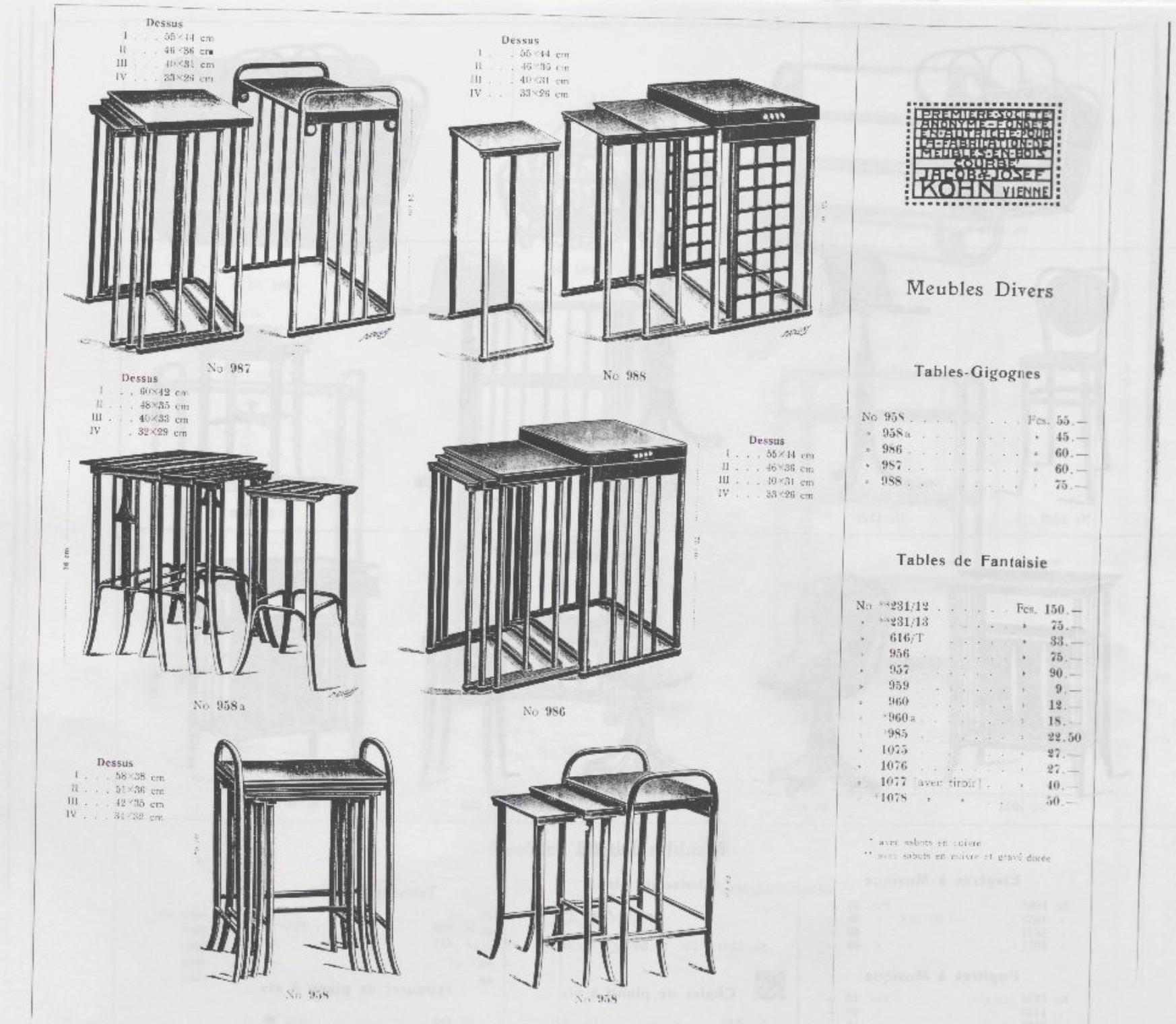 Original secessionistic Nestingtable, J. Hoffmann for J.J.Kohn (Vienna, 1905) 12