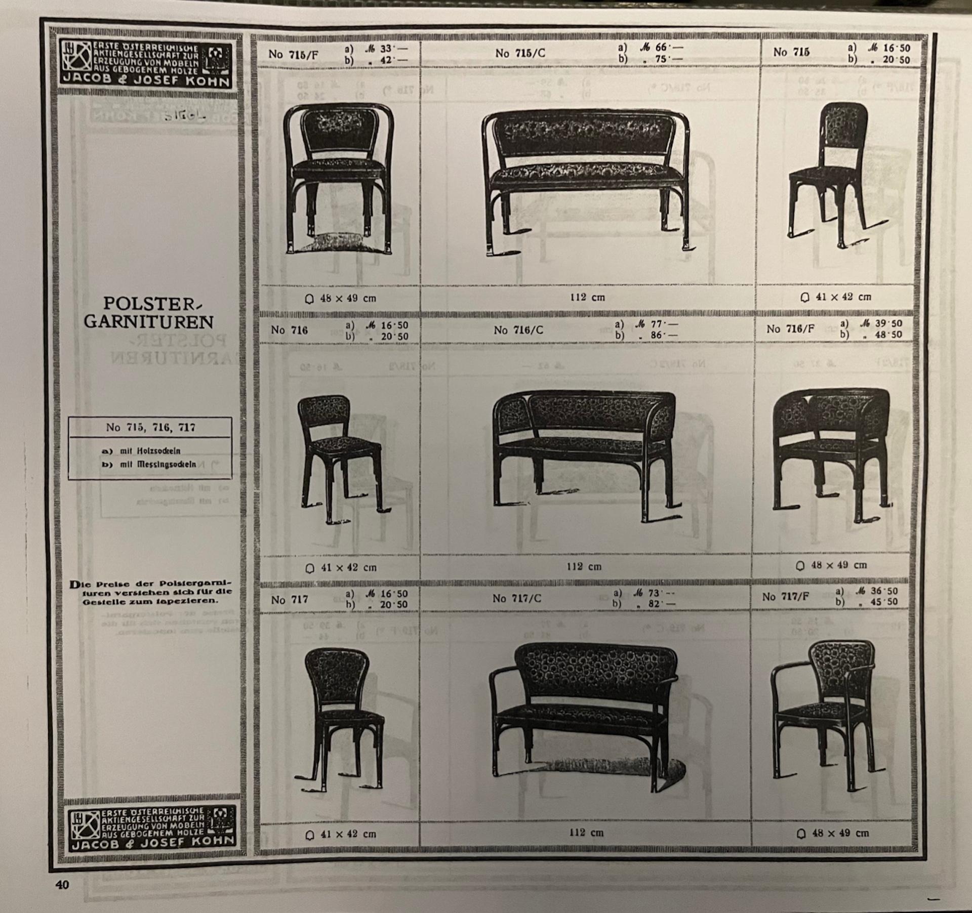 Original secessionistische Sitzgruppe, Gustav Siegel für J. & J. Kohn, um 1905 For Sale 8