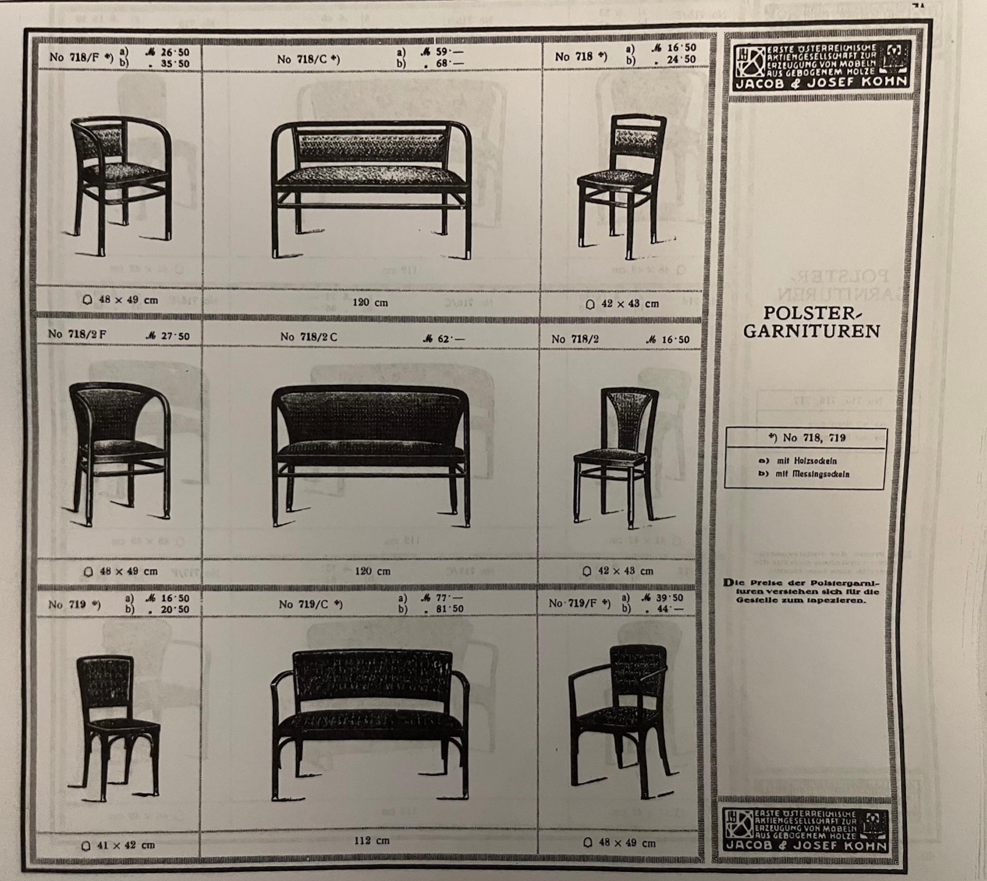 Original secessionistische Sitzgruppe, Gustav Siegel für J. & J. Kohn, um 1905 For Sale 9