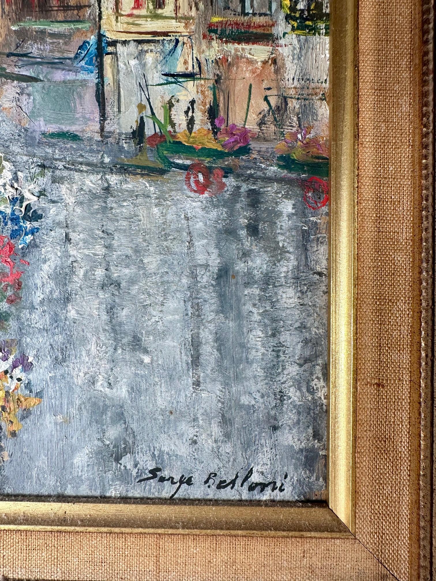 Français Paysage urbain parisien original de Serge Belloni. Peinture d'automne encadrée signée en vente