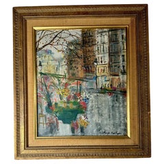 Vintage Original Serge Belloni Parisian Cityscape. Signed Framed Autumn Painting