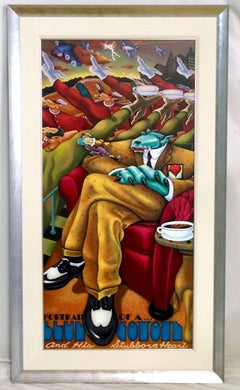 Original Serigraph on Canvas "Portrait of a Blue Coyote" by Markus Pierson