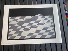 Serigrafia originale su cartoncino bianco, firmata da Erwin Heerich