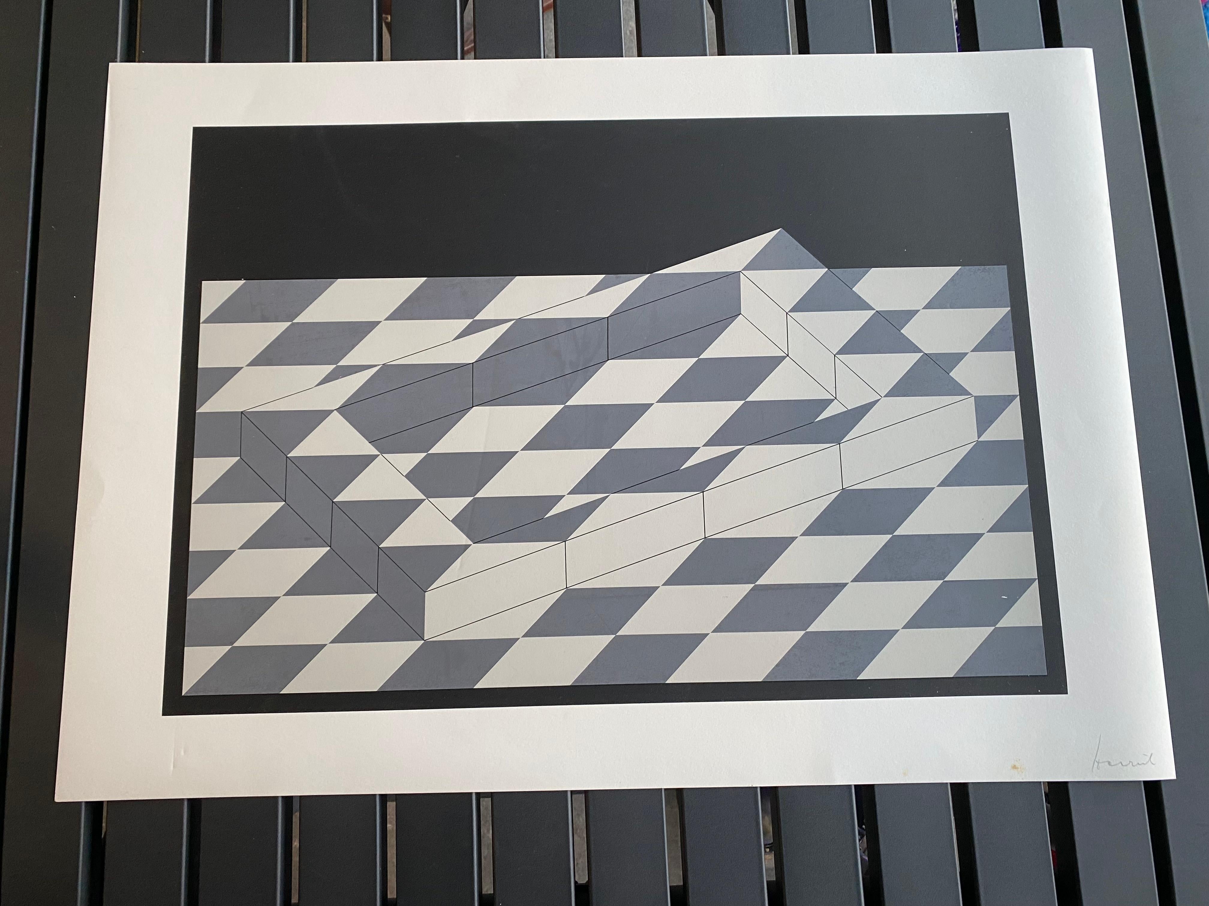 Modern  Original serigraph on white cardboard, signed by Erwin Heerich For Sale