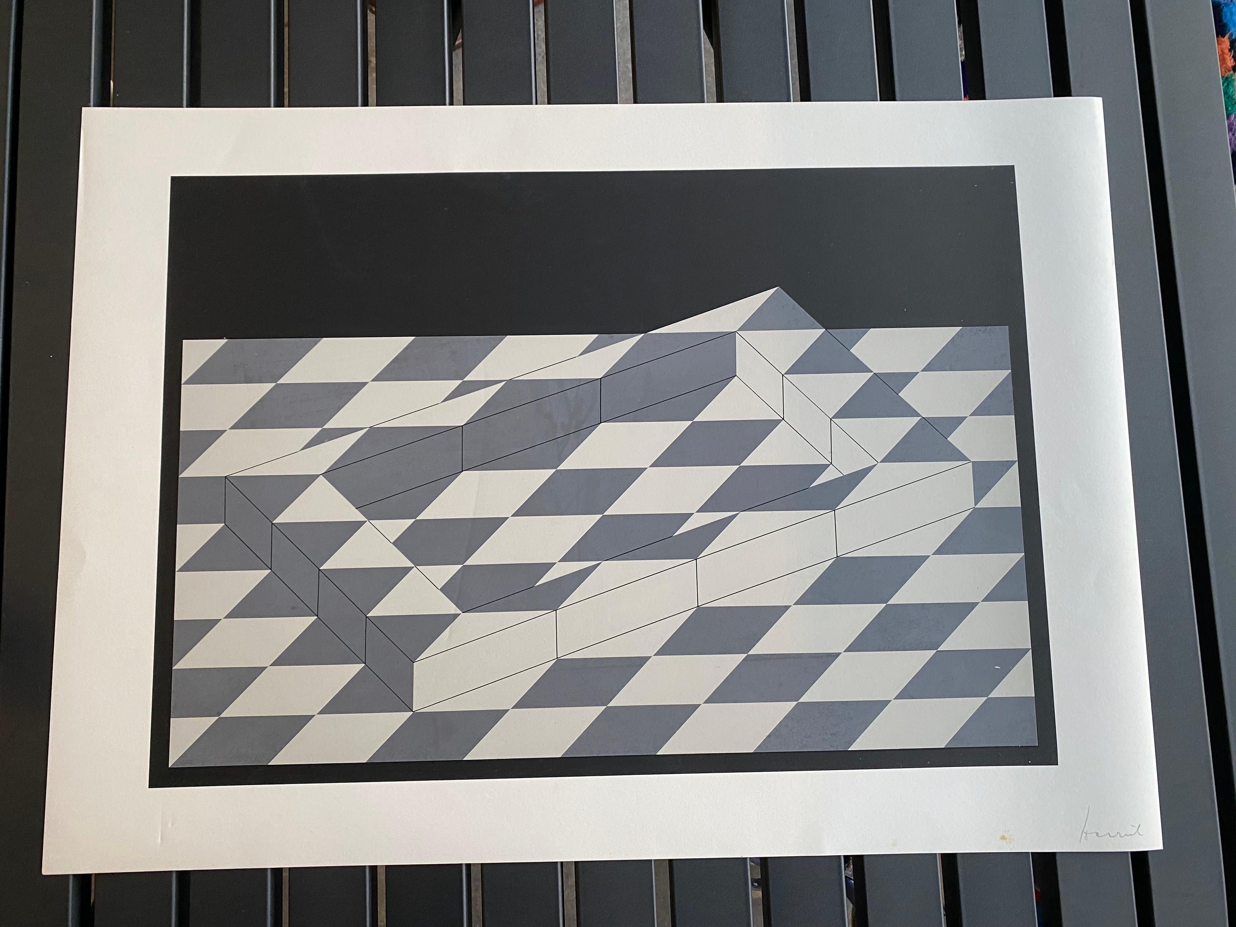 German  Original serigraph on white cardboard, signed by Erwin Heerich For Sale