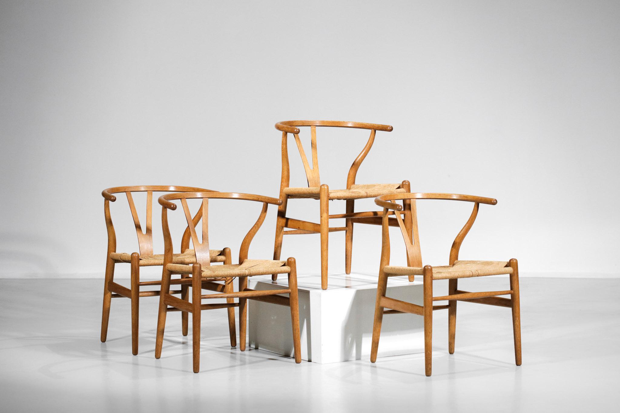 Original Set of 4 CH24 Chairs by Designer Hans Wegner Oak Danish Scandinavian For Sale 7