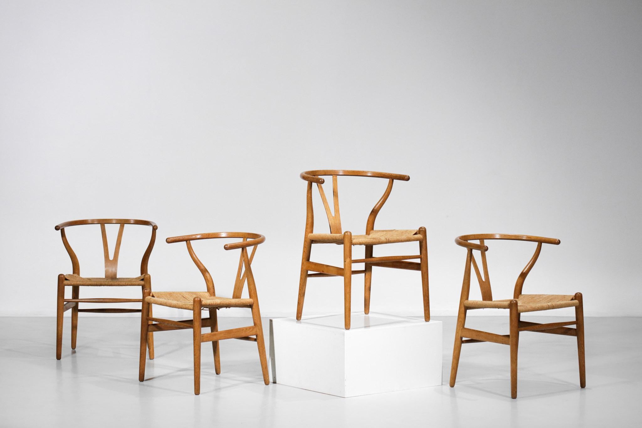 Original Set of 4 CH24 Chairs by Designer Hans Wegner Oak Danish Scandinavian For Sale 8