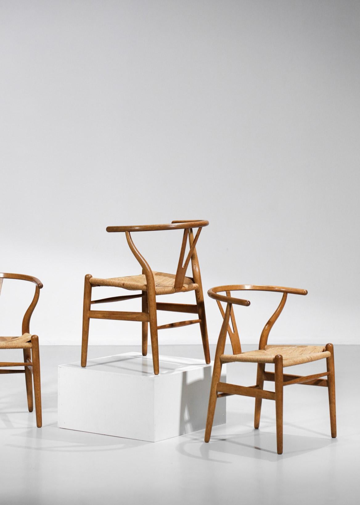 Original Set of 4 CH24 Chairs by Designer Hans Wegner Oak Danish Scandinavian For Sale 9