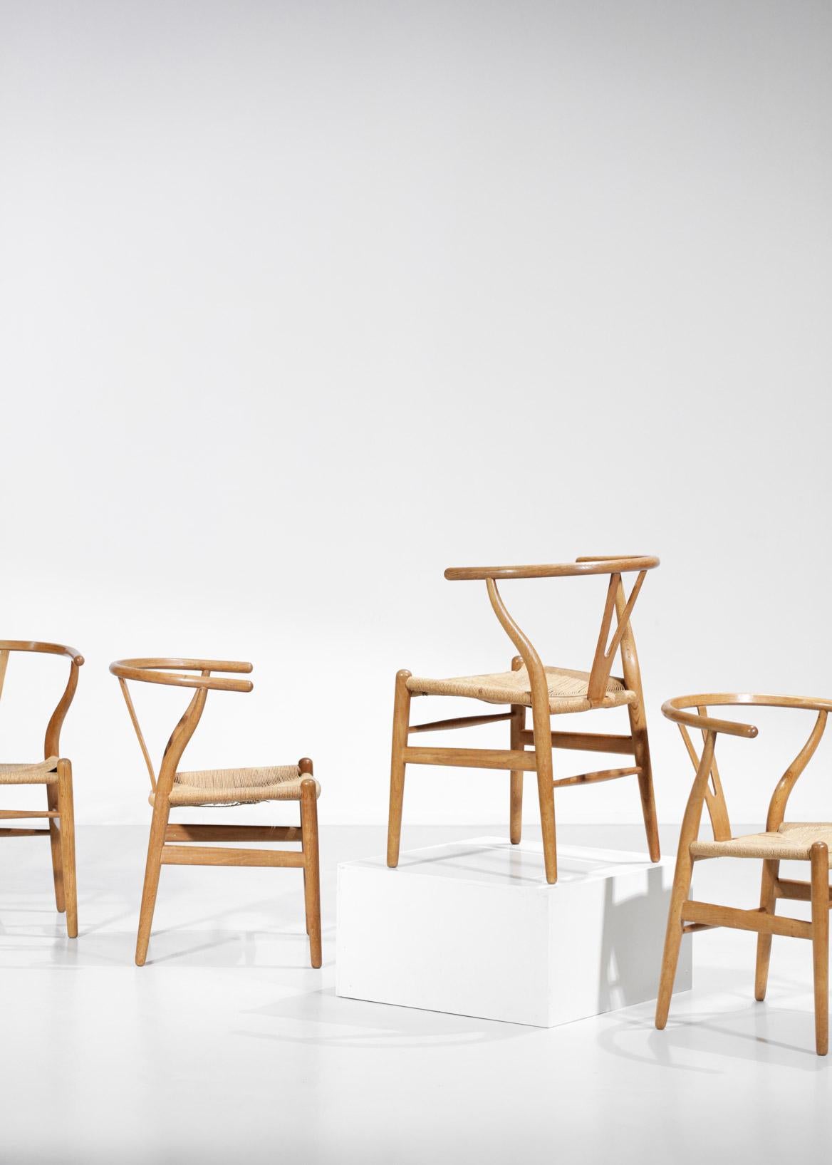 Original Set of 4 CH24 Chairs by Designer Hans Wegner Oak Danish Scandinavian For Sale 12