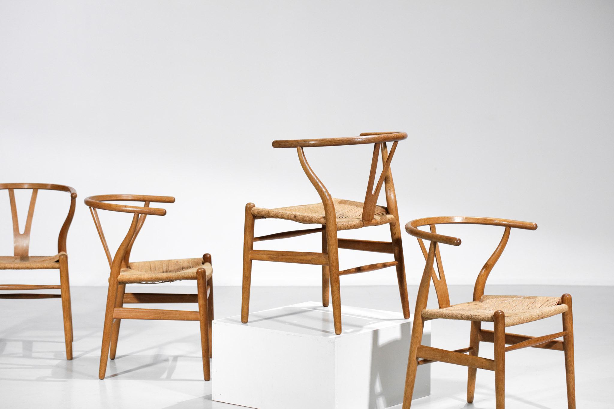Original Set of 4 CH24 Chairs by Designer Hans Wegner Oak Danish Scandinavian For Sale 13