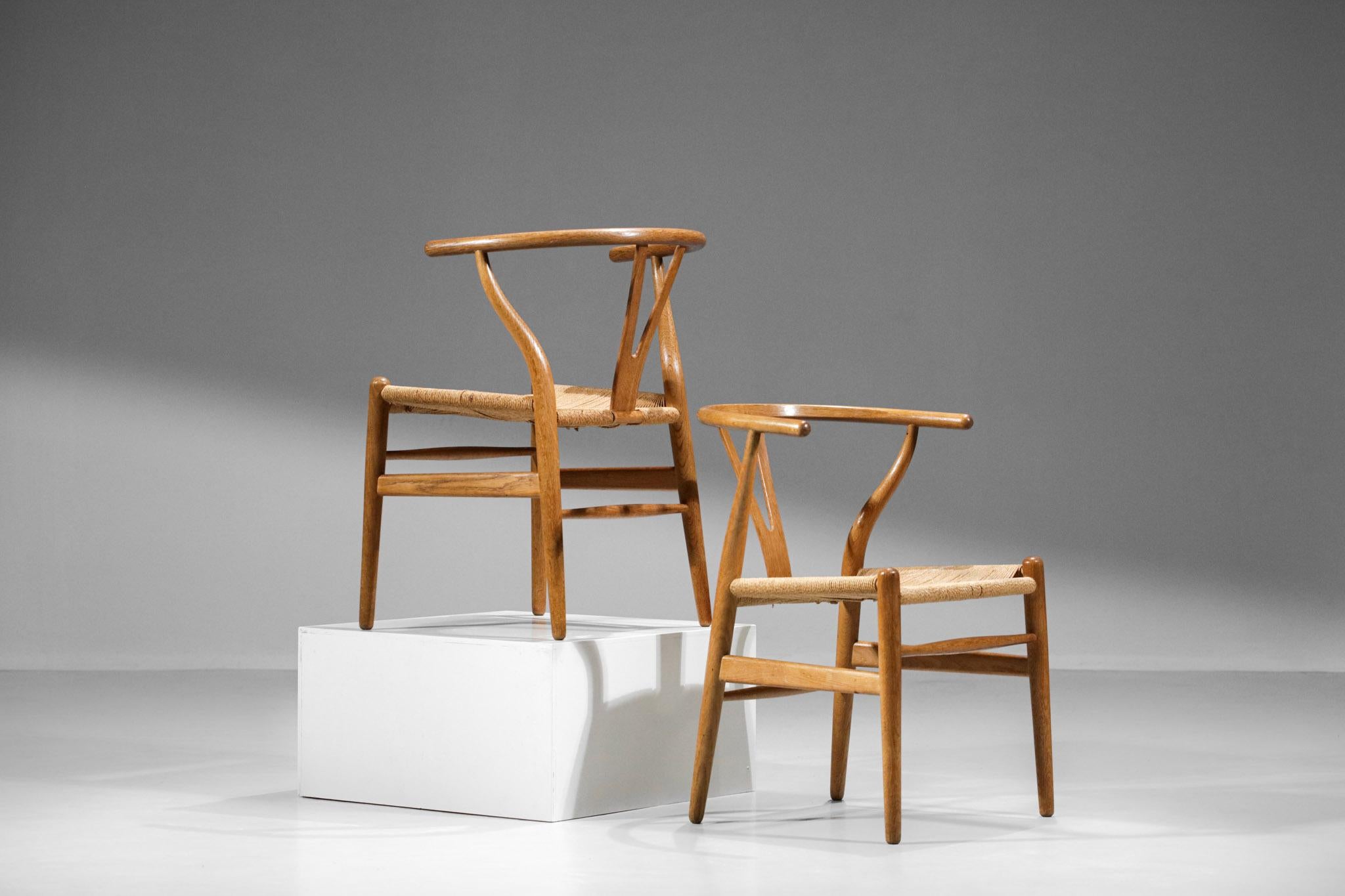 Original Set of 4 CH24 Chairs by Designer Hans Wegner Oak Danish Scandinavian For Sale 15