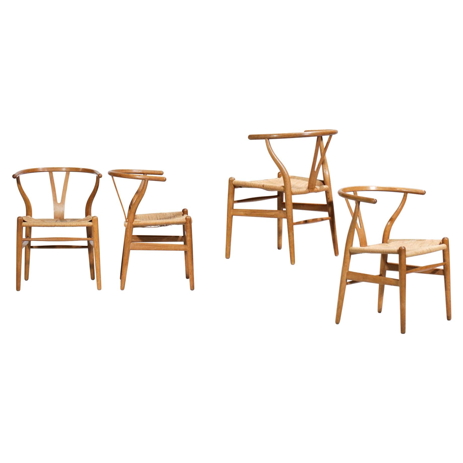 Original Set of 4 CH24 Chairs by Designer Hans Wegner Oak Danish Scandinavian