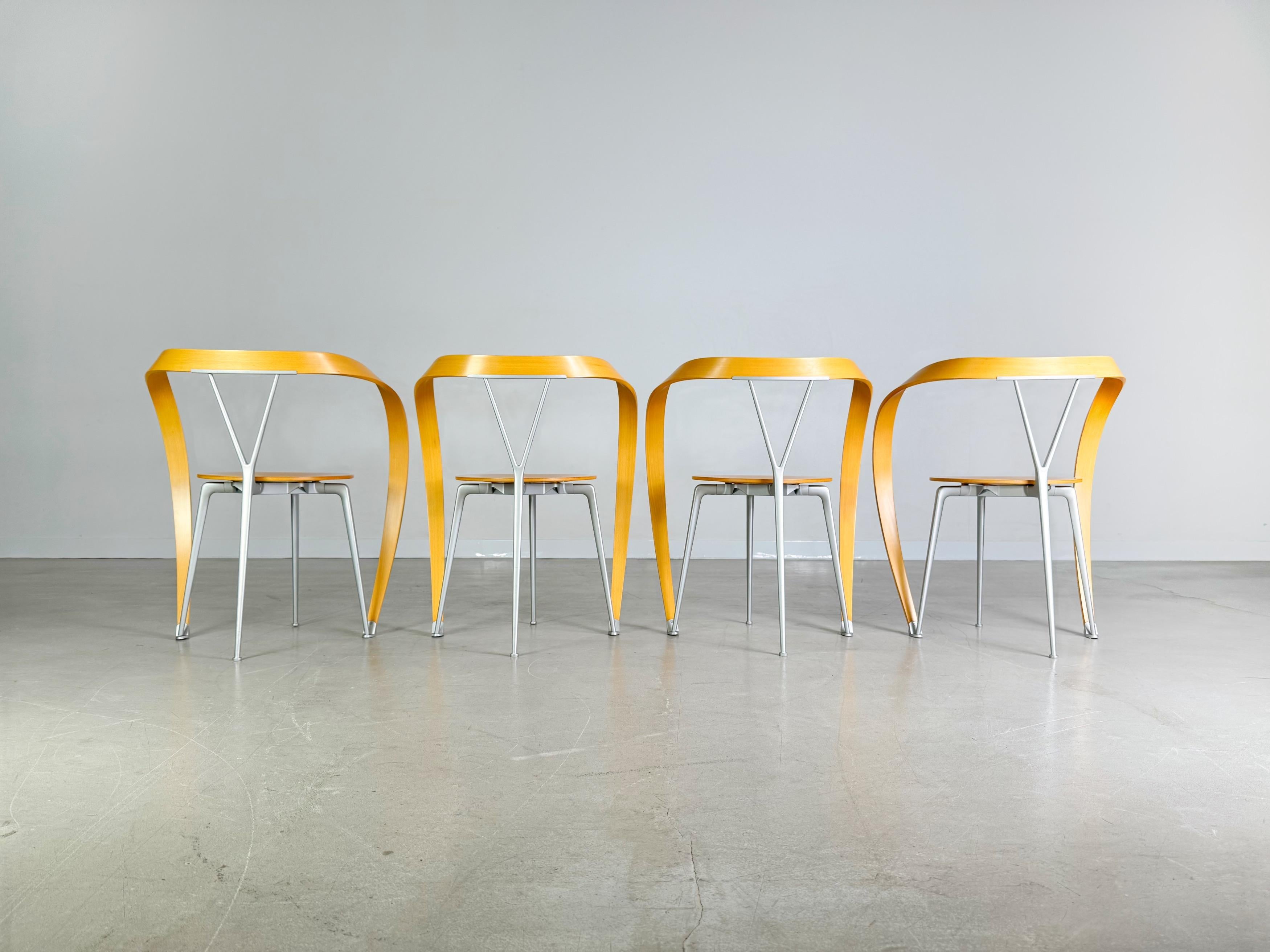 Originale set di 4 sedie Reverse Cassina Andrea Branzi in vendita 2