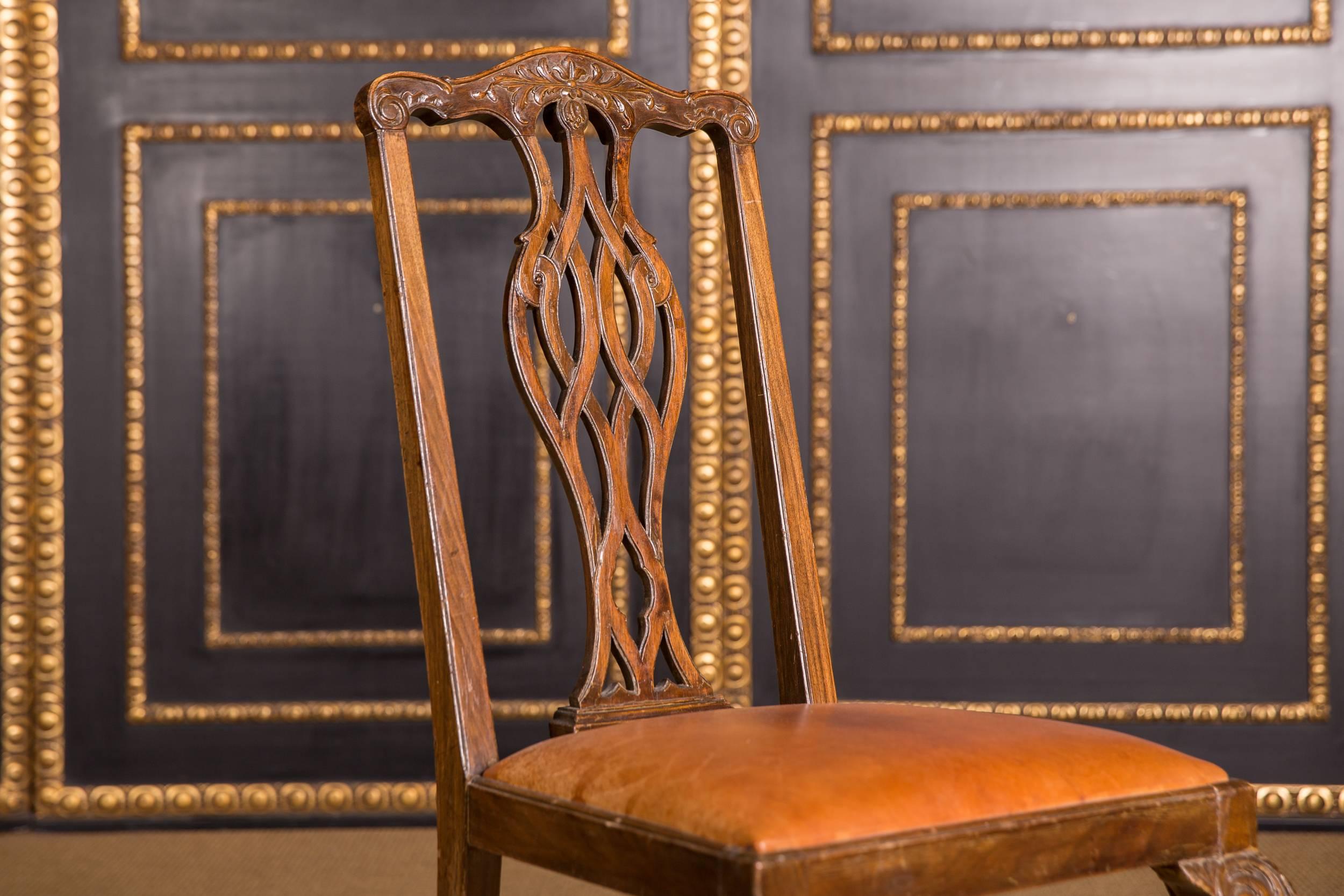 German Original Set of Six Chairs Neo Baroque, circa 1870 Walnut Veneer