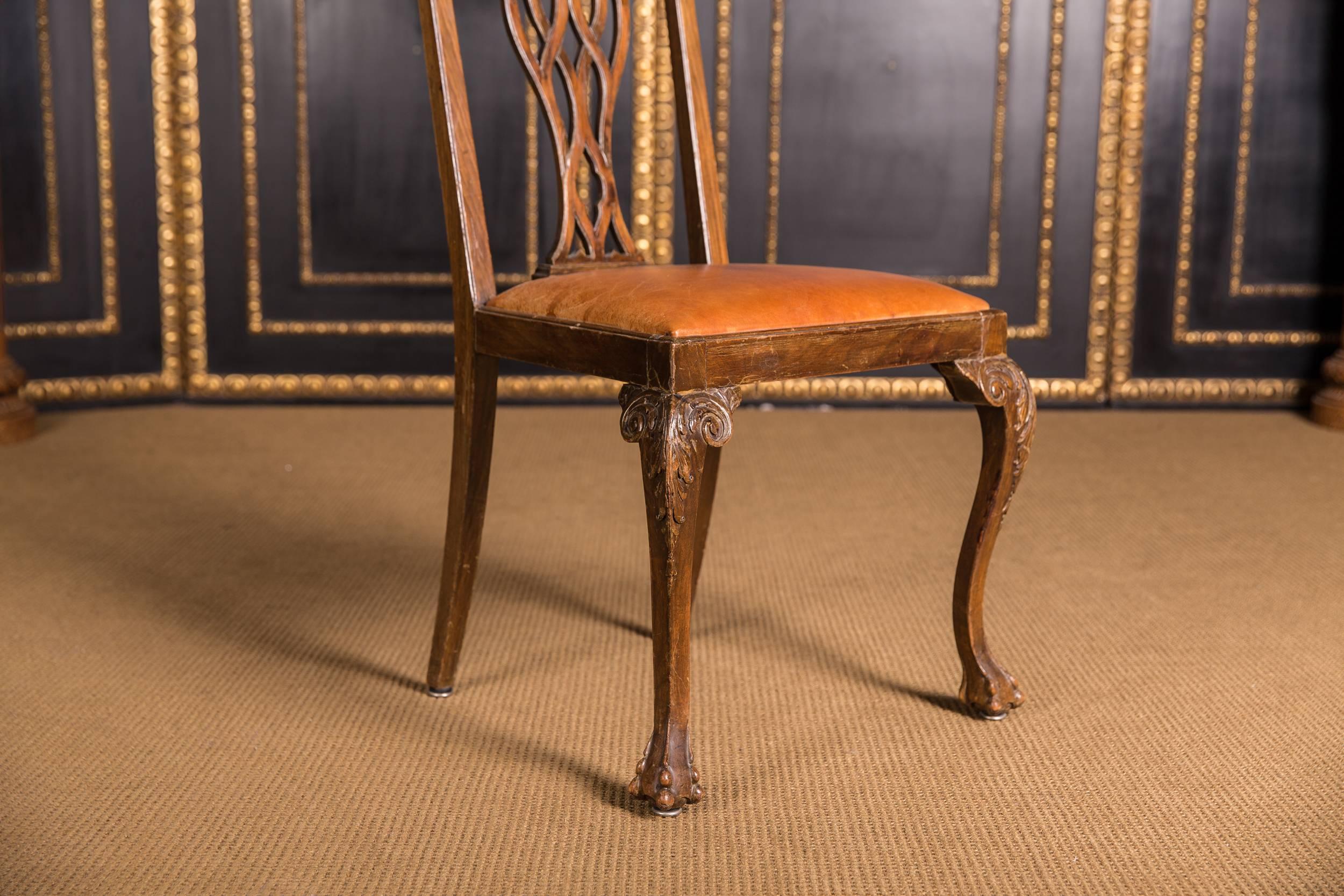 Hand-Carved Original Set of Six Chairs Neo Baroque, circa 1870 Walnut Veneer