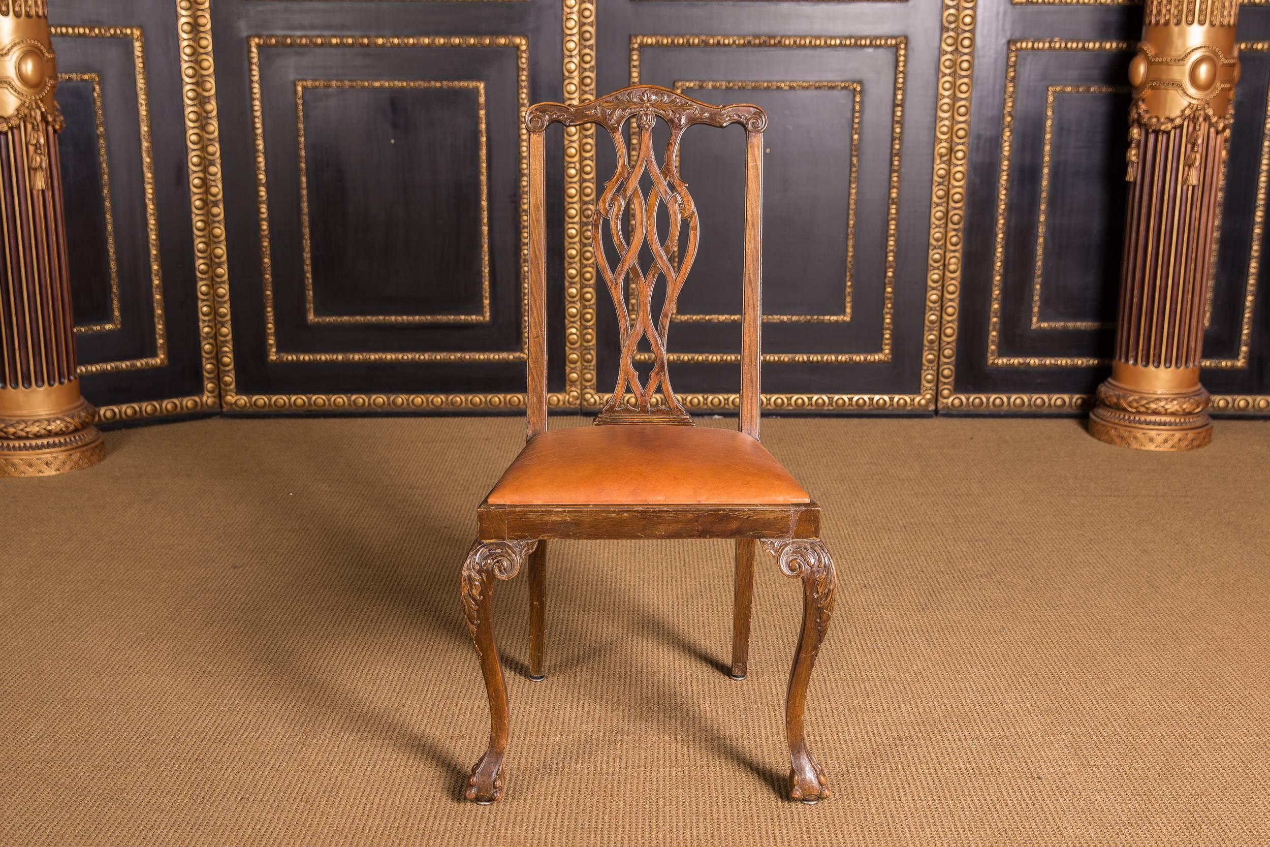 Original Set of Six Chairs Neo Baroque, circa 1870 Walnut Veneer In Good Condition In Berlin, DE