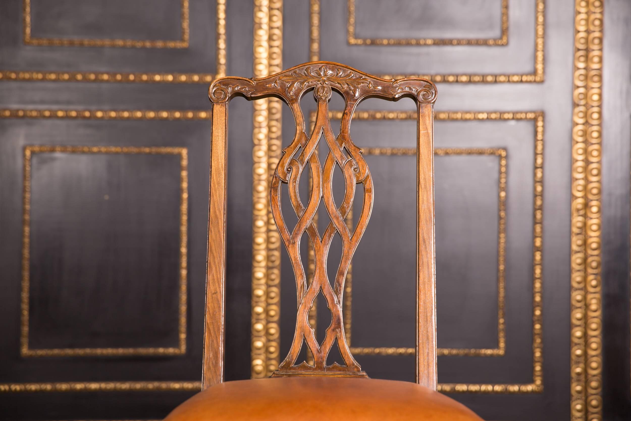 19th Century Original Set of Six Chairs Neo Baroque, circa 1870 Walnut Veneer