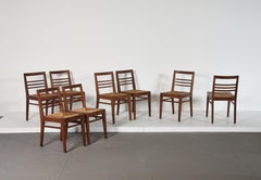 Original Set of 8 Rene Gabriel Dining Chairs, France, 1950s