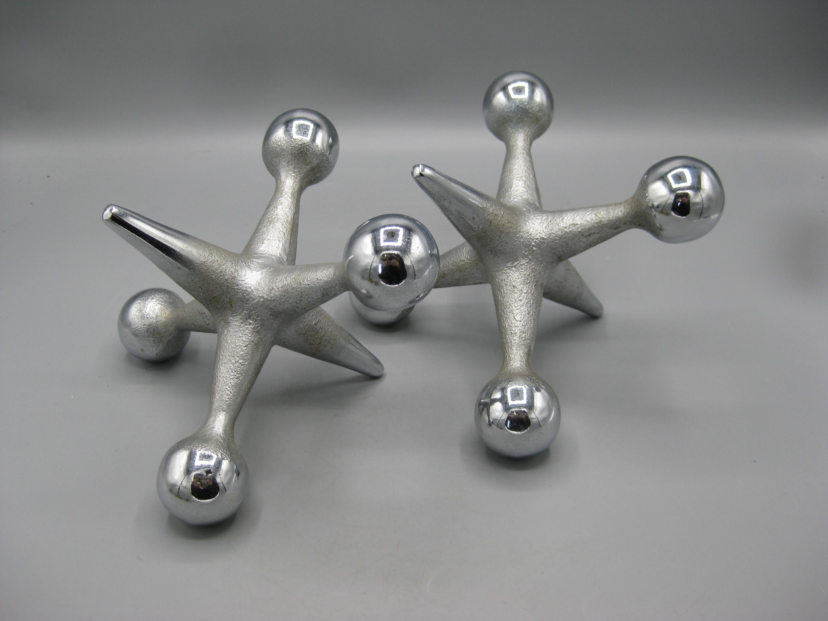 Set originale di fermalibri scultura Jax Jacks Chrome di Bill Curry & Design Line in vendita 6