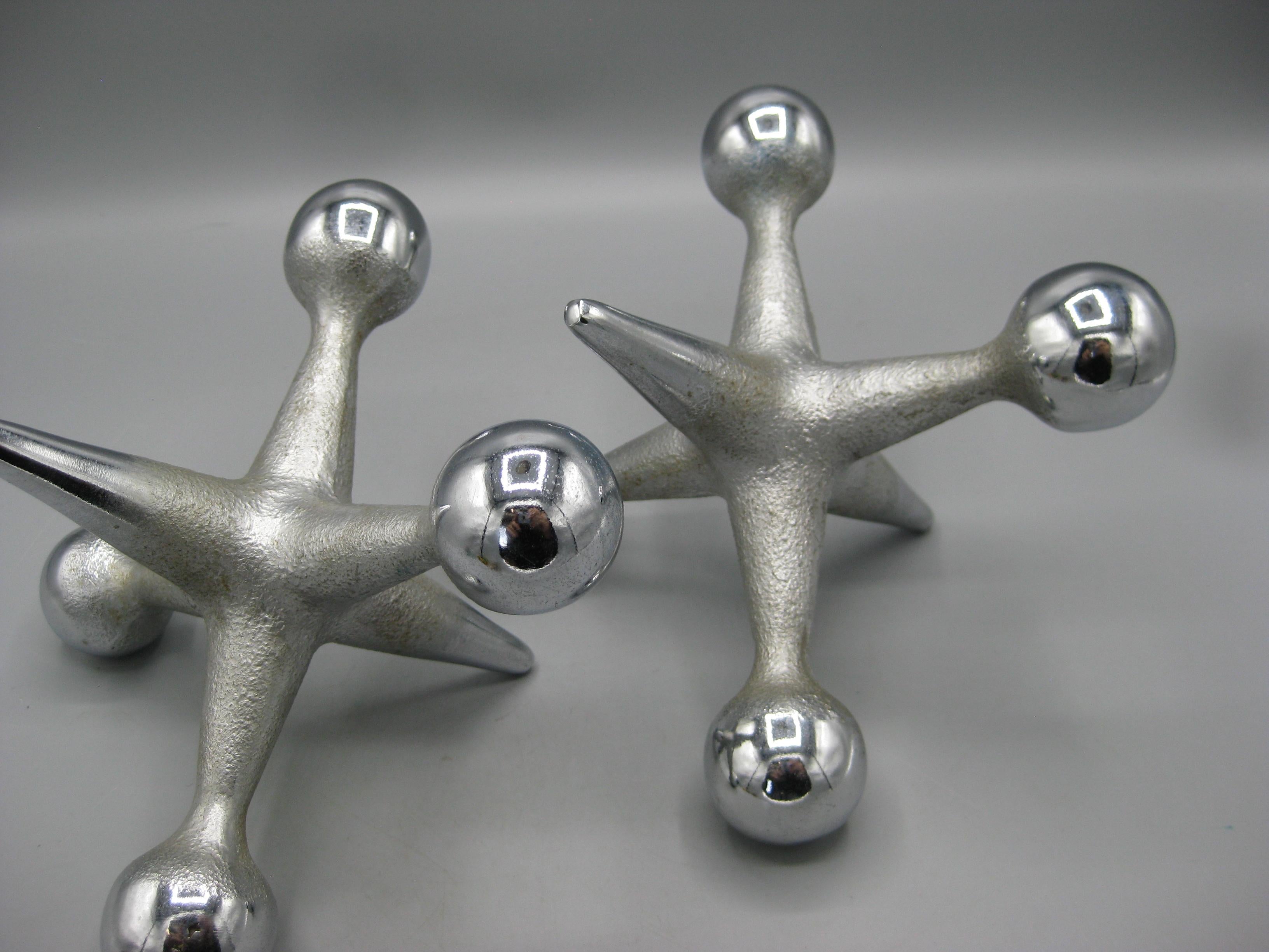 Set originale di fermalibri scultura Jax Jacks Chrome di Bill Curry & Design Line in vendita 7