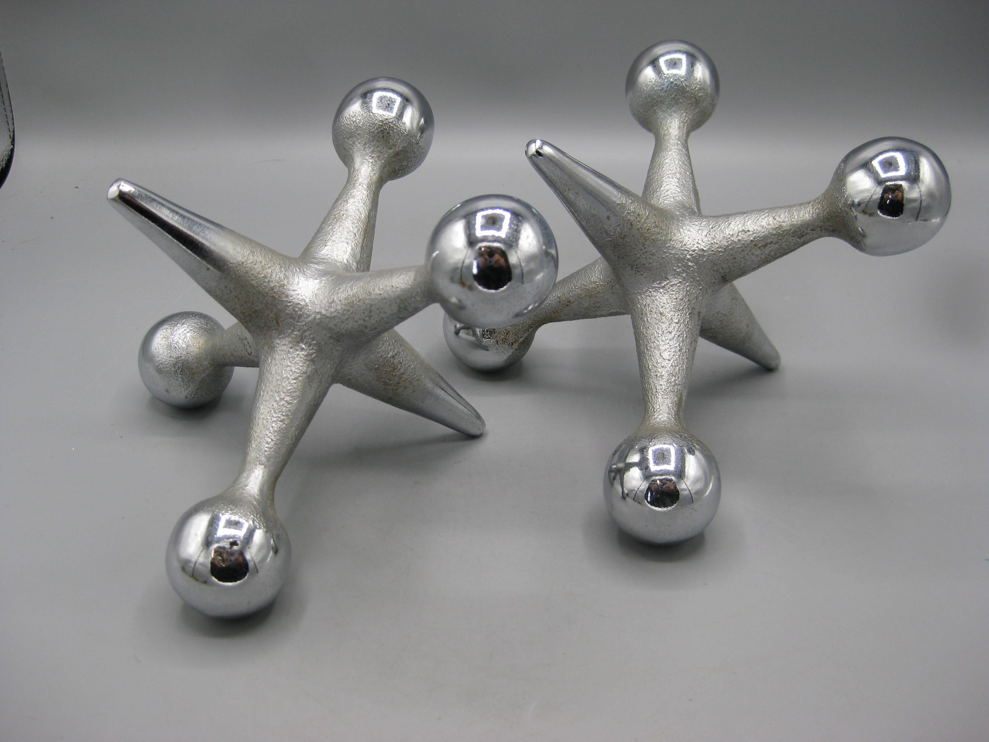 Set originale di fermalibri scultura Jax Jacks Chrome di Bill Curry & Design Line in vendita 8