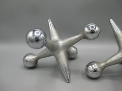 Original Set of Design Line Chrome Jax Jacks Sculpture Bookends by Bill Curry