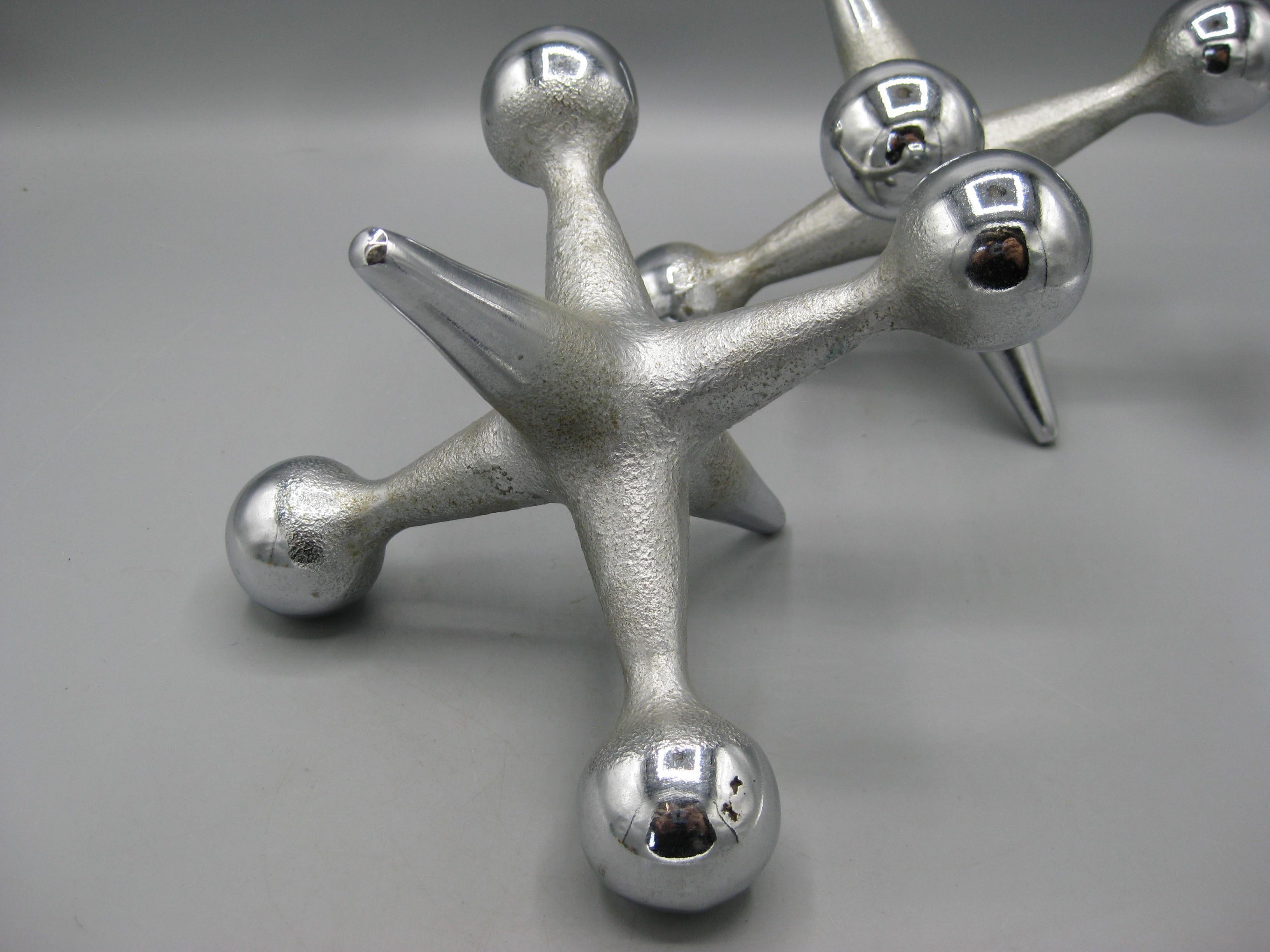 Cromo Set originale di fermalibri scultura Jax Jacks Chrome di Bill Curry & Design Line in vendita