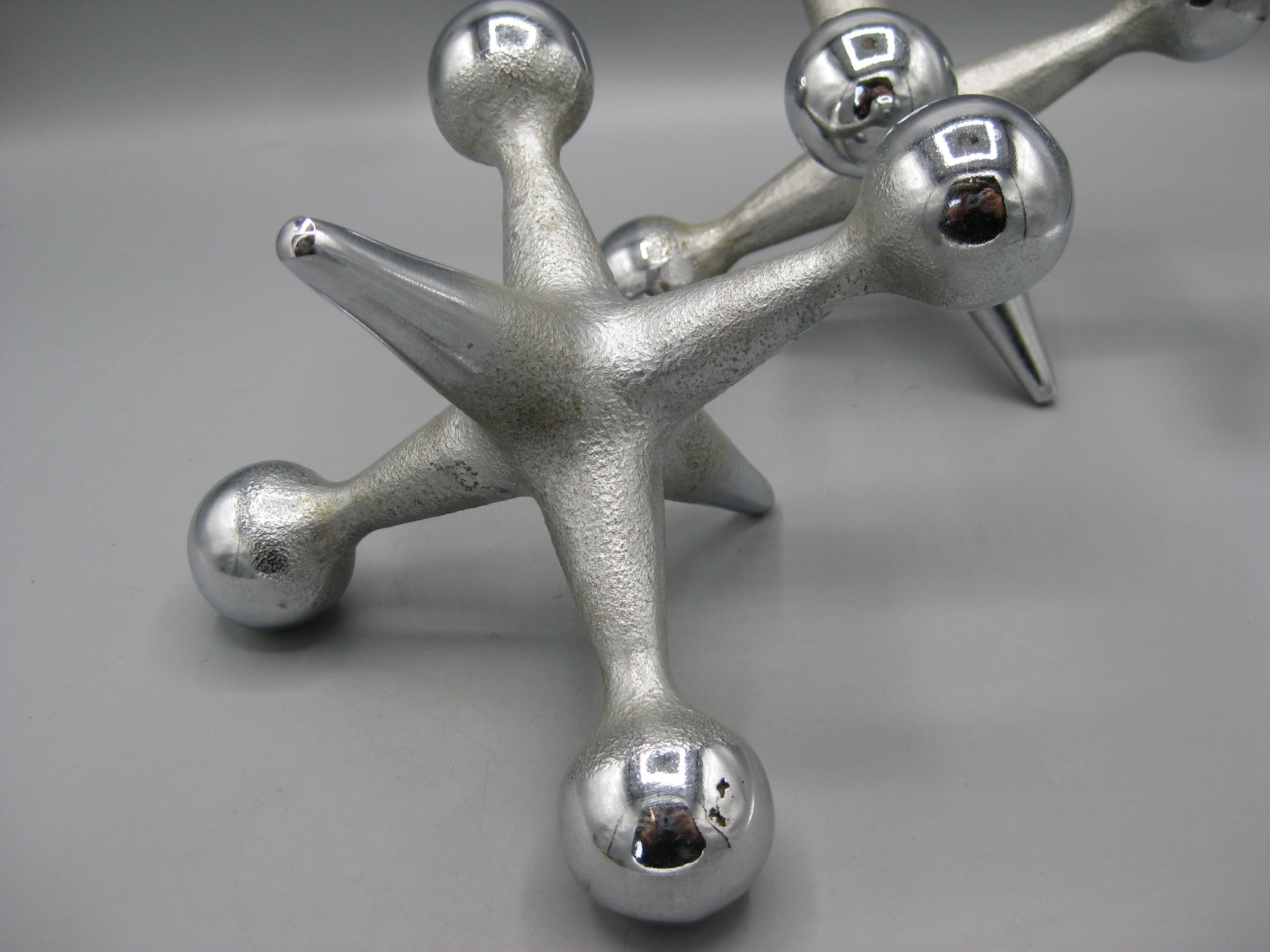 Set originale di fermalibri scultura Jax Jacks Chrome di Bill Curry & Design Line in vendita 1