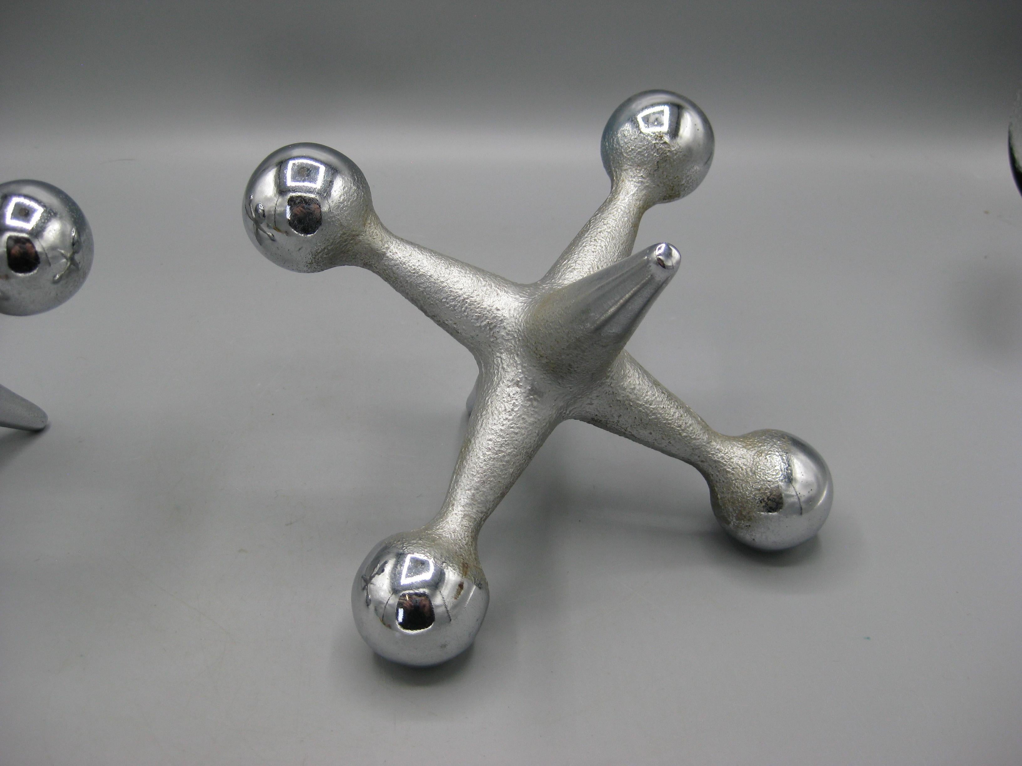 Set originale di fermalibri scultura Jax Jacks Chrome di Bill Curry & Design Line in vendita 2