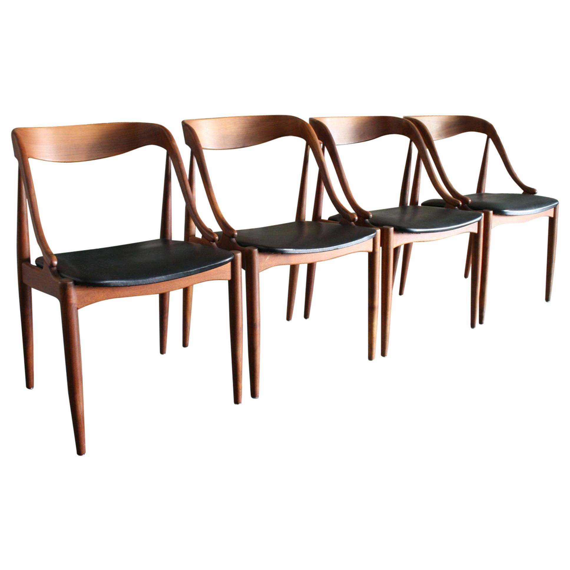 Original Set of Four Teak Danish Modern Dining Chairs by Johannes Andersen