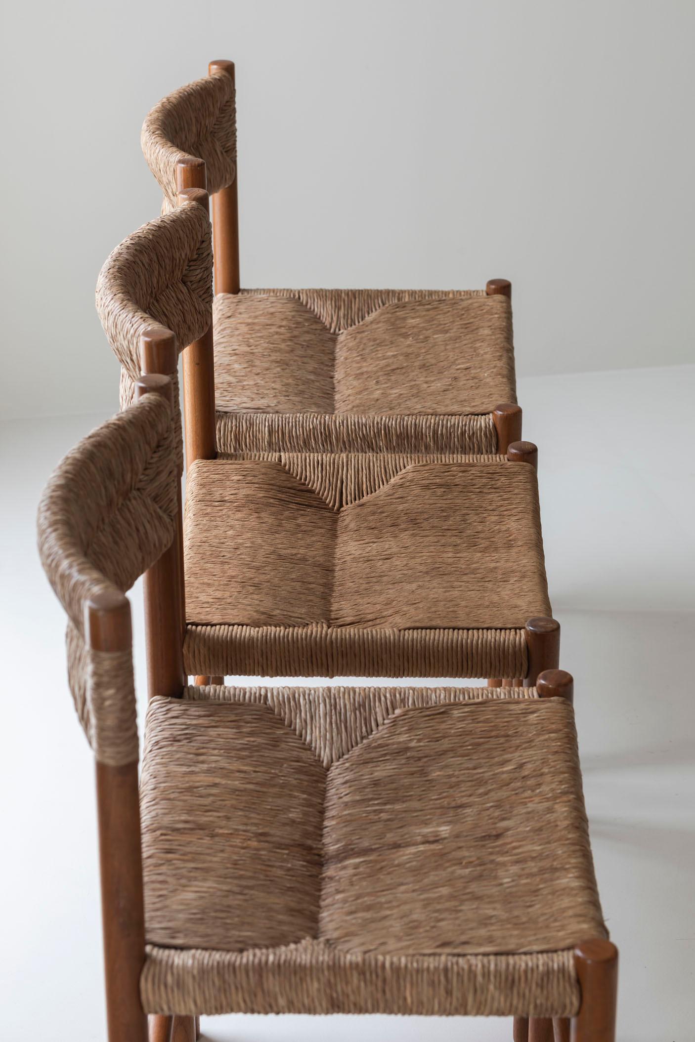 Ensemble original de six chaises 'Dordogne' par Charlotte Perriand pour Sentou, années 1960 9