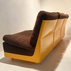 Original set of three yellow seats and coffee table by Wolfgang Feierbach 1974.