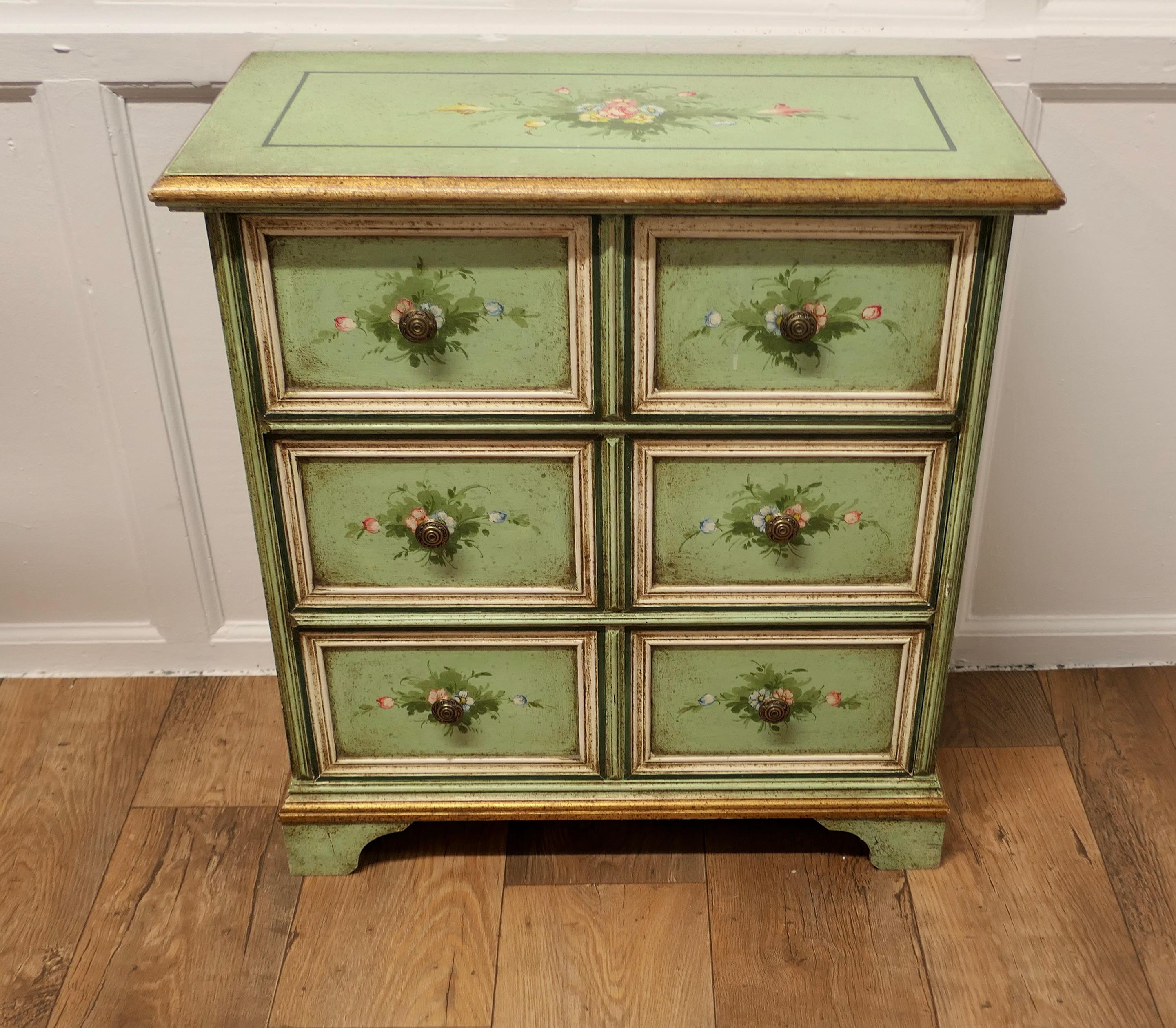 Folk Art Original Shabby Painted Chest of Drawers This Delightful 3 Drawer Chest For Sale