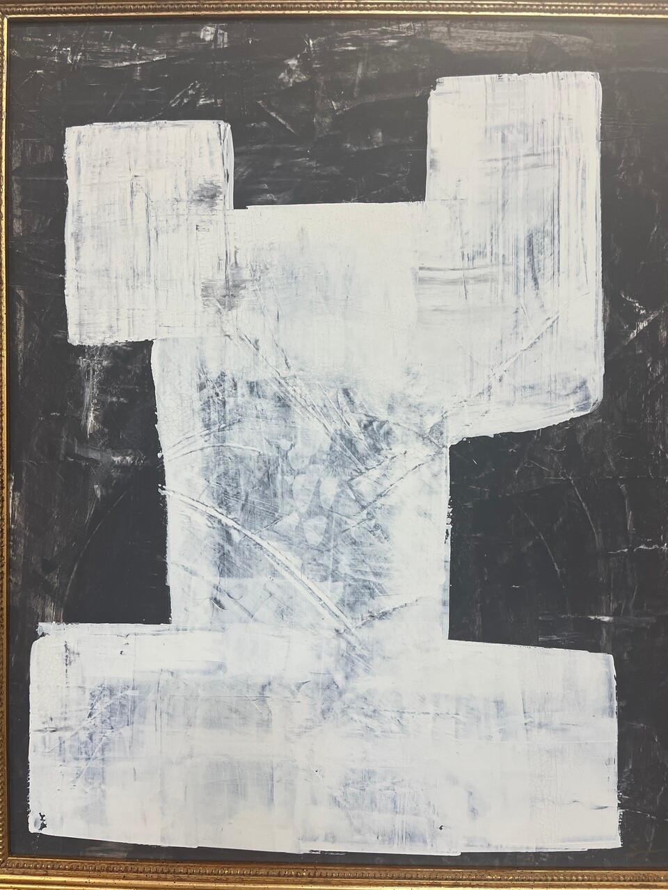 Modern Original Shannon Weir Acrylic Abstract Painting in Antique Frame For Sale