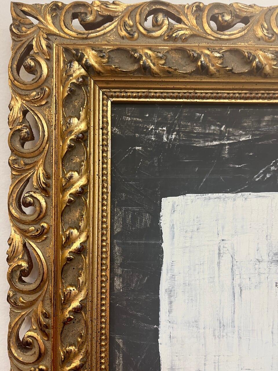 American Original Shannon Weir Acrylic Abstract Painting in Antique Frame For Sale