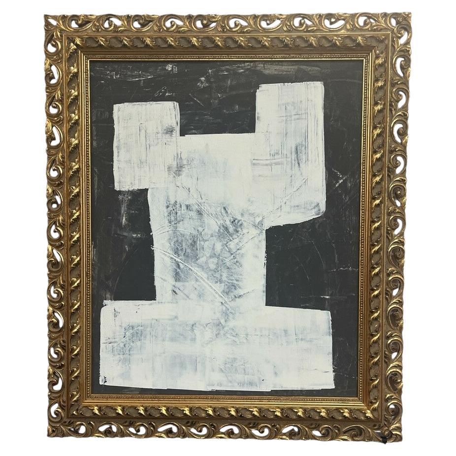 Original Shannon Weir Acrylic Abstract Painting in Antique Frame For Sale