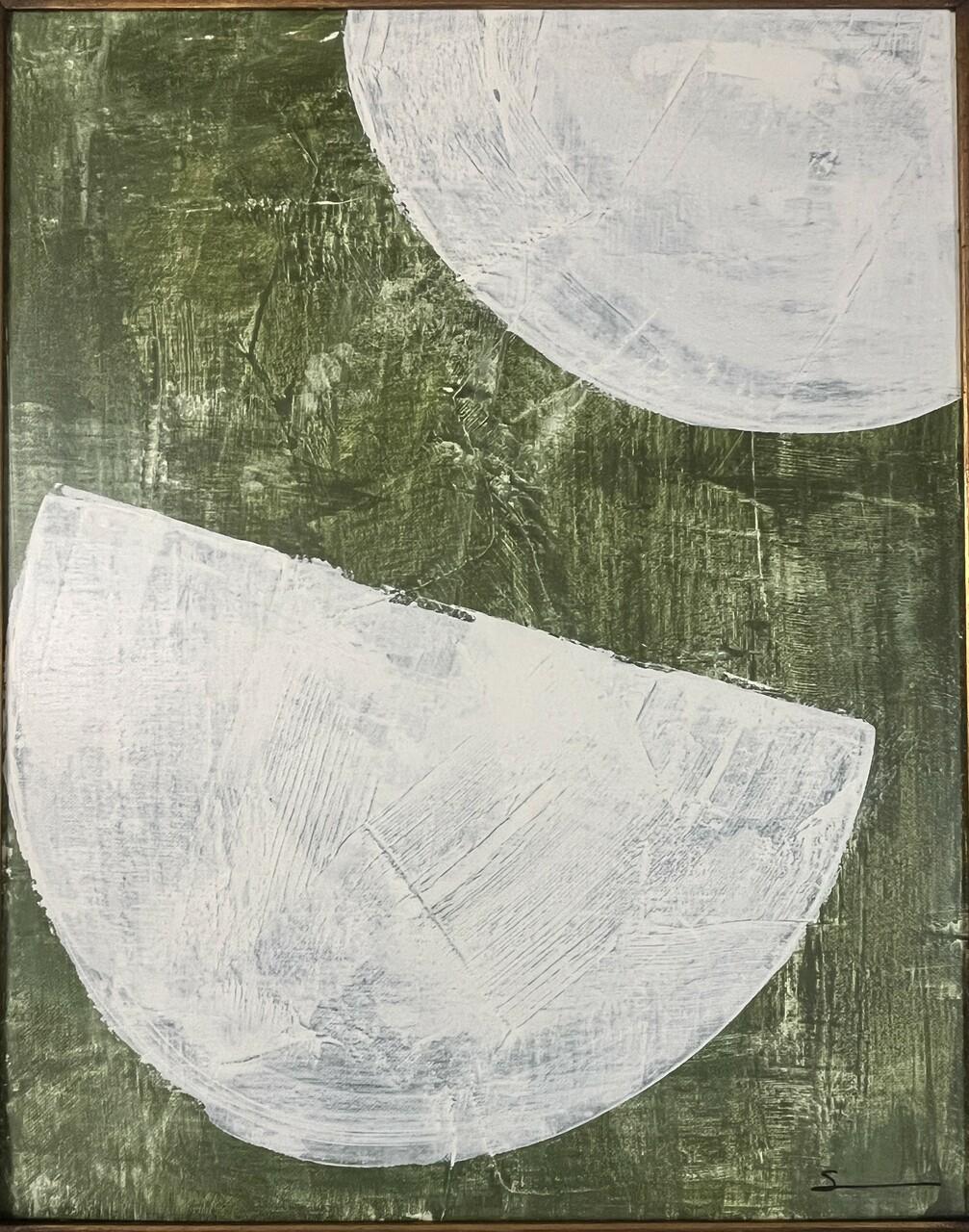 Original Shannon Wier Abstract painting in Antique Gilt Frame. Acrylic on panel