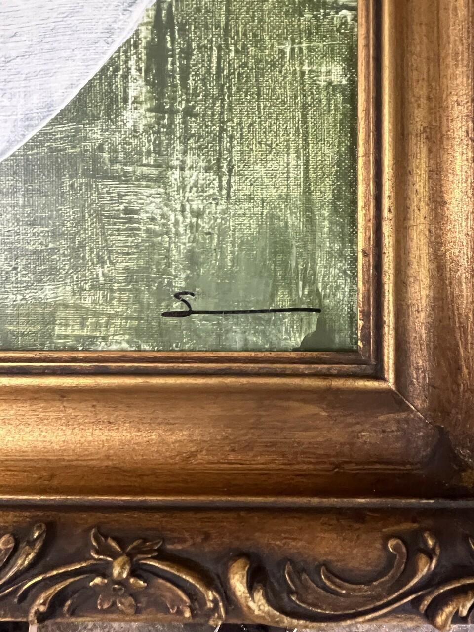 Original Shannon Wier Abstract painting in Antique Gilt Frame (Vergoldet) im Angebot