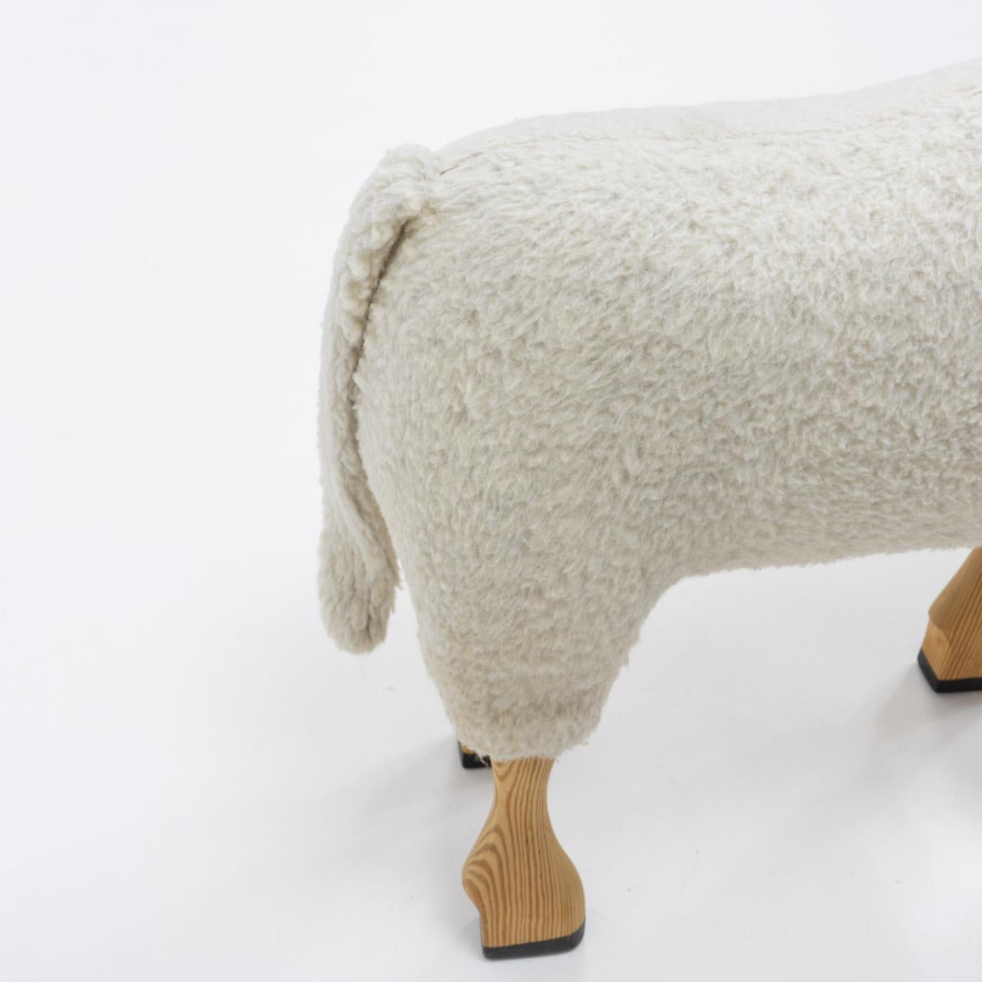 Leather Original Sheep Stool by Hans-Peter Krafft, Germany 1980s For Sale