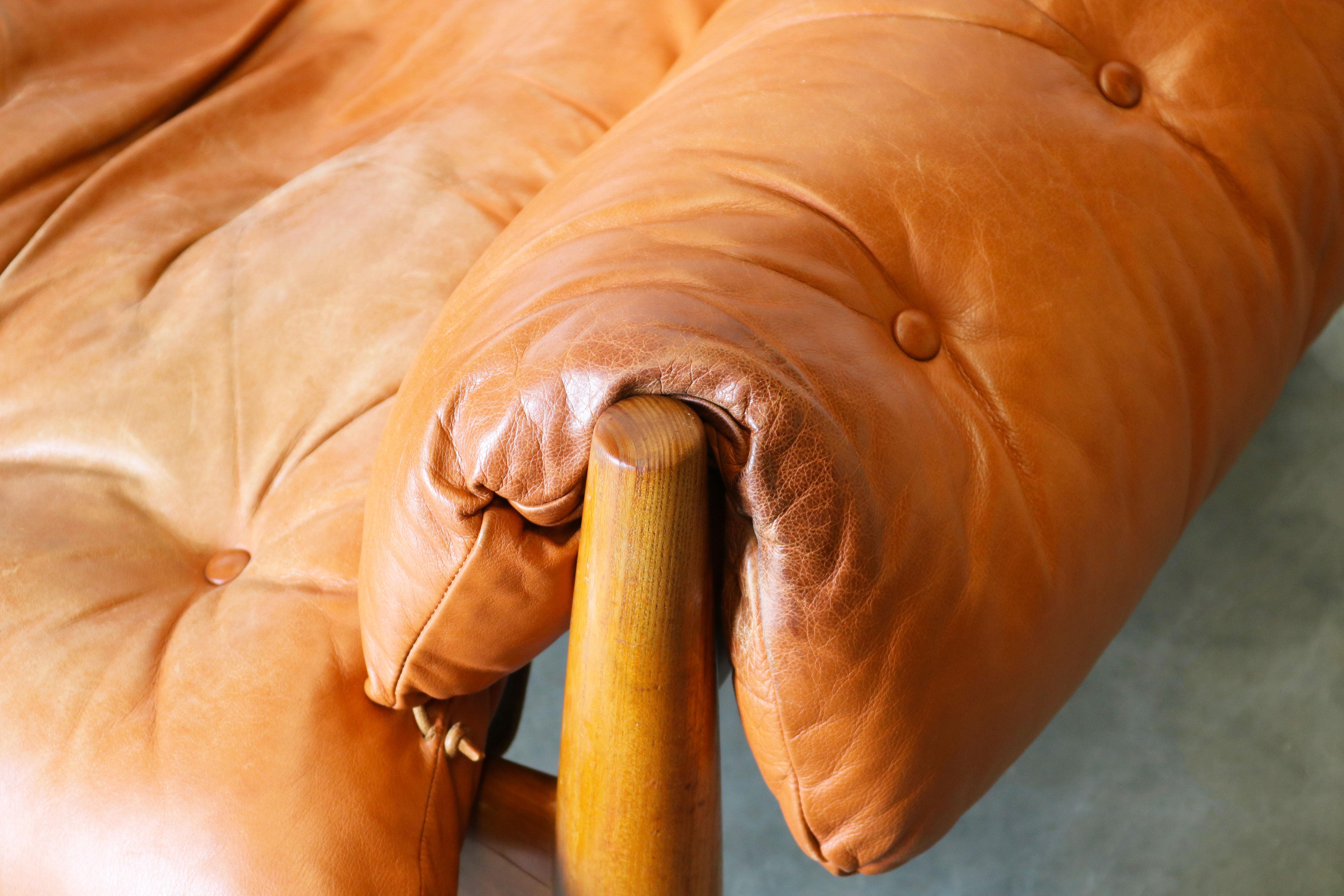 Original Sheriff Lounge Chair by Sergio Rodrigues ISA Italy 1962 Cognac Leather 1